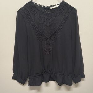 Zara Black Lace Detail Blouse